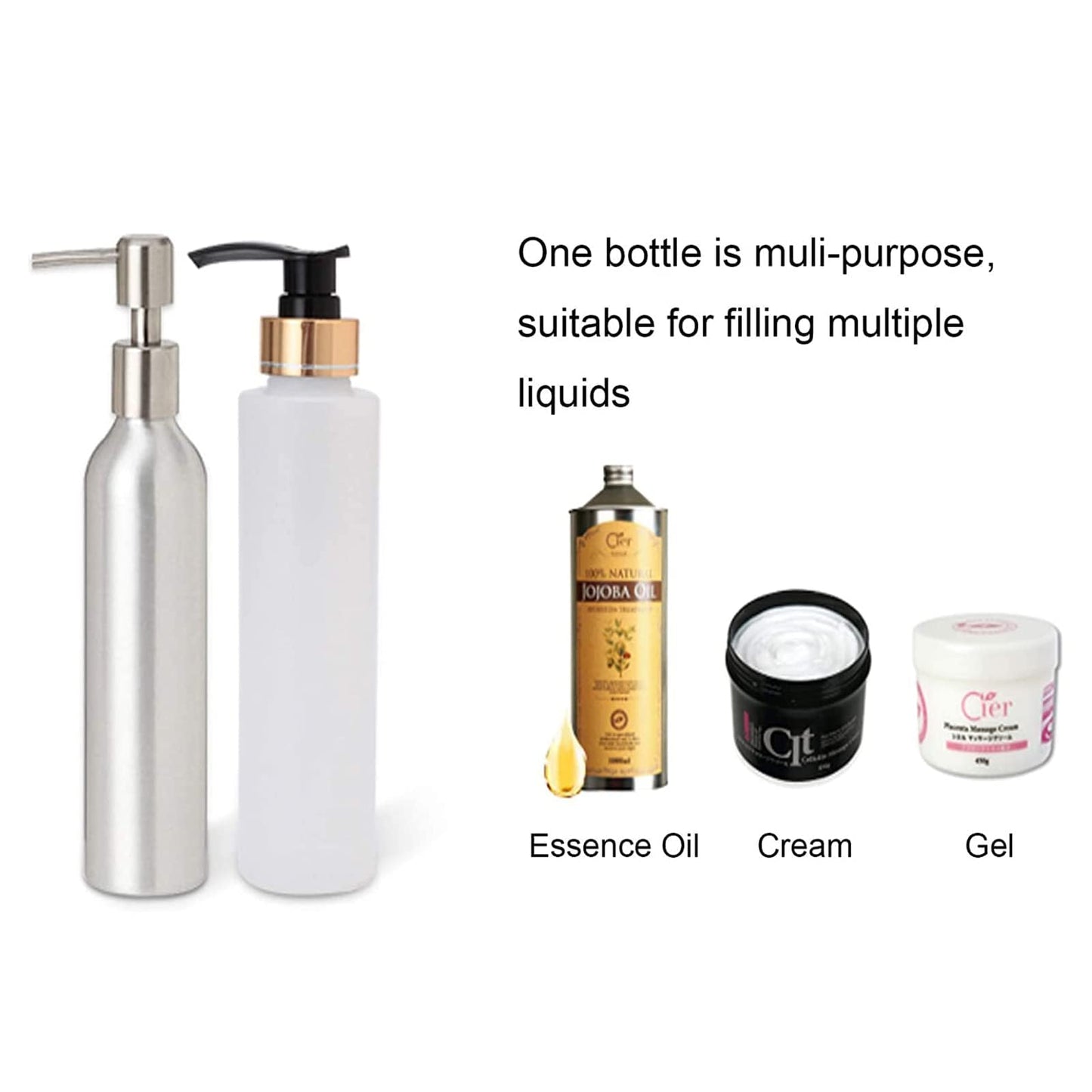 Elitzia 250ML Massage Oil Bottling – Metal Pump Bottle for Essential Oils