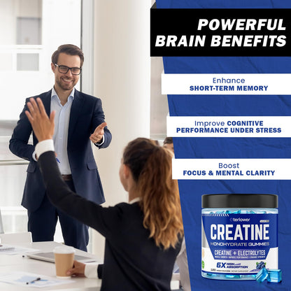 eterlower Creatine Monohydrate Gummies 5g – Blueberry, Sugar Free & Vegan | 120 Count