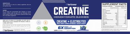 eterlower Creatine Monohydrate Gummies 5g – Blueberry, Sugar Free & Vegan | 120 Count