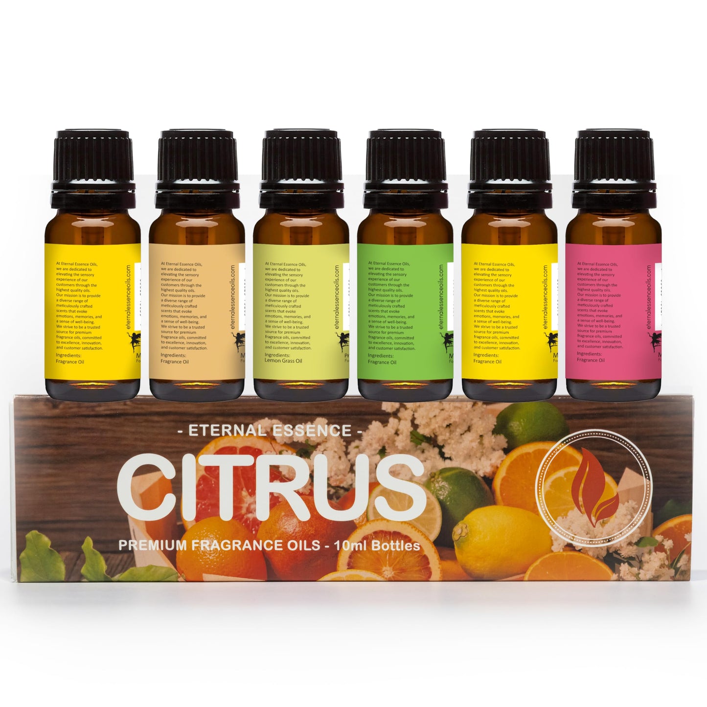 Eternal Essence Oils Citrus Set of 6 – Premium Fragrance Oils (10ml) for Diffusers, Candles, Soaps & Aromatherapy