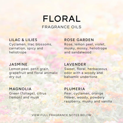 Eternal Essence Oils Floral Set of 6 Premium Fragrance Oils - Lavender, Lilac Lilies, Jasmine, Plumeria, Rose Garden, Magnolia | Diffusers, Candles & Soaps