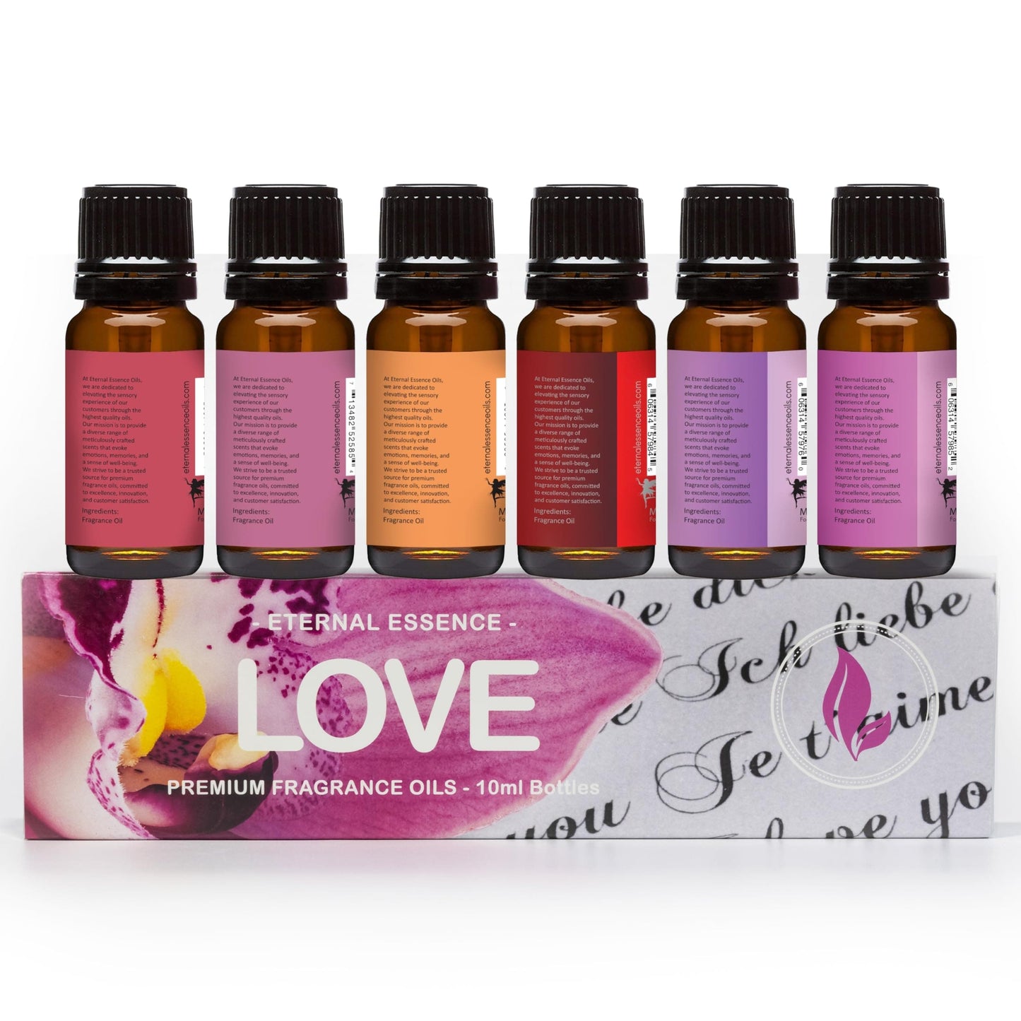 Eternal Essence Oils Love Set – 6 Premium Fragrance Oils (Rose, PS I Love You, Amber Romance, Secret Crush, Forever Yours, Sugar Kiss) 10ml