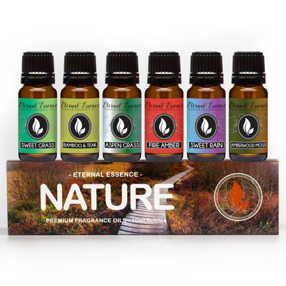 Nature Set of 6 Premium Fragrance Oils (10ml) by Eternal Essence Oils for Diffusers, Candles & Soaps