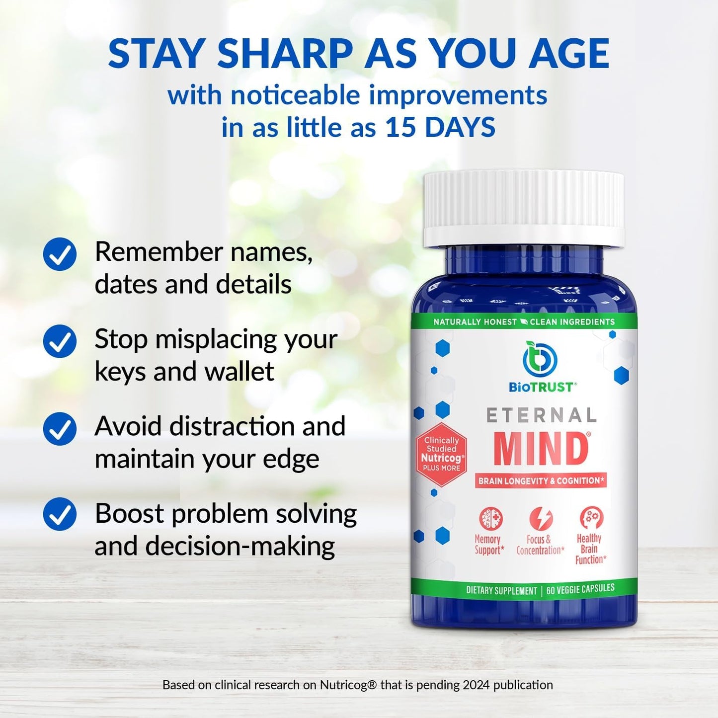 BioTrust Eternal Mind – Memory & Focus Brain Supplement, 30 Servings
