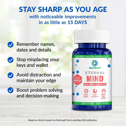 BioTrust Eternal Mind – Memory & Focus Brain Supplement, 30 Servings