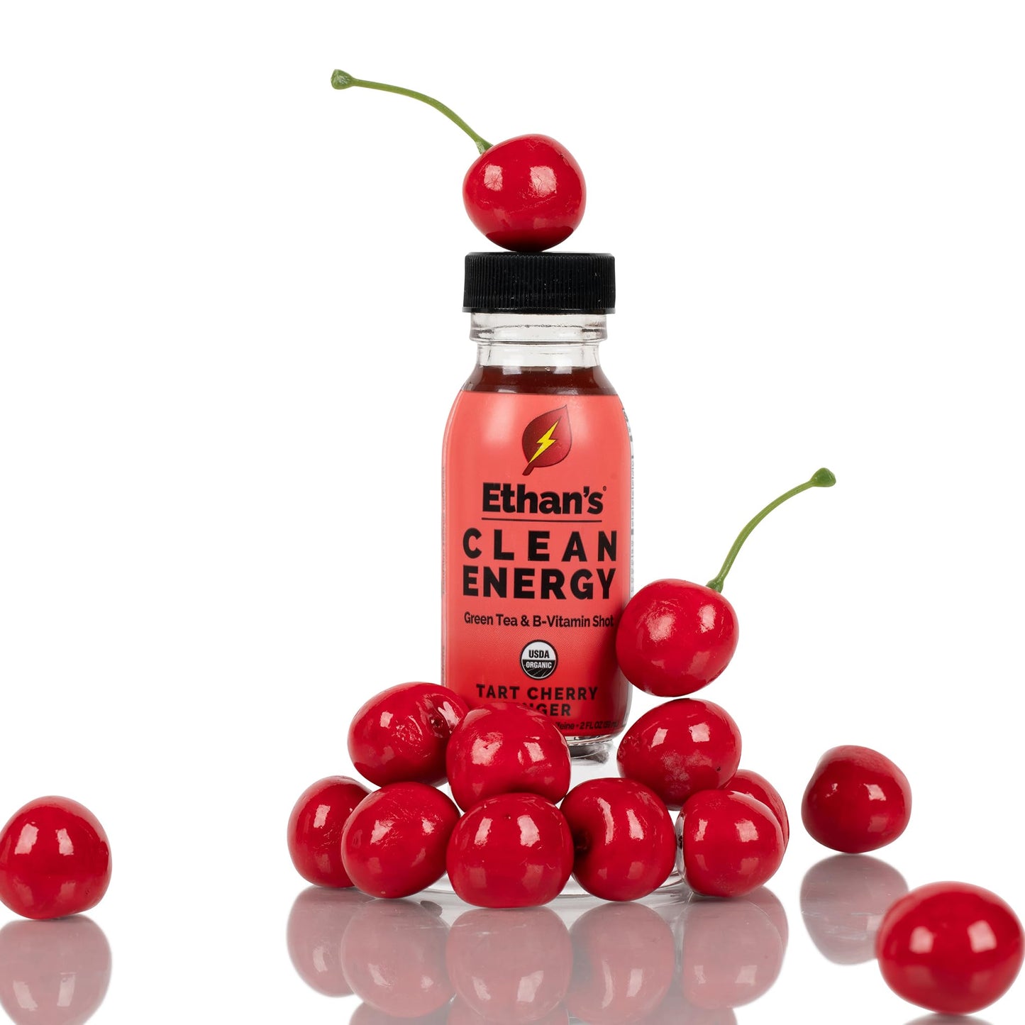 Ethan's Organic Tart Cherry Energy Shots - Sugar Free, Gluten Free, Vegan (2 Pack, 2oz)