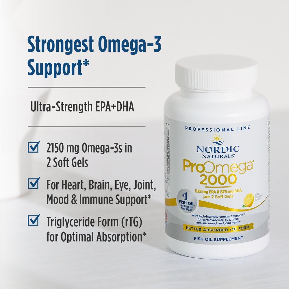 Nordic Naturals ProOmega 2000 Lemon Flavor – 120 Soft Gels, 2150 mg Omega-3
