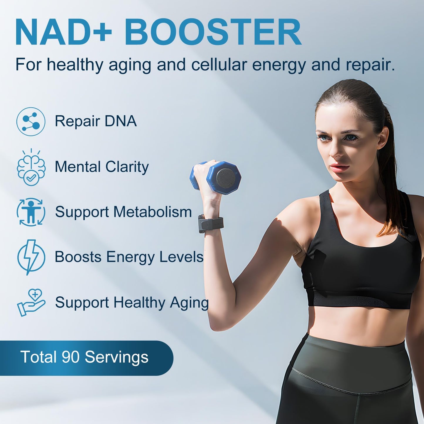 ETOVO NAD+ Supplement – Liposomal NAD Booster with Resveratrol, Quercetin & Curcumin (2 Bottles, 90 Capsules Each)
