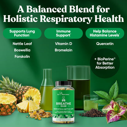 Eu Natural Breathe Inhaler Support – Sinus, Lungs & Bronchial Wellness | 60 Veg Soft Capsules