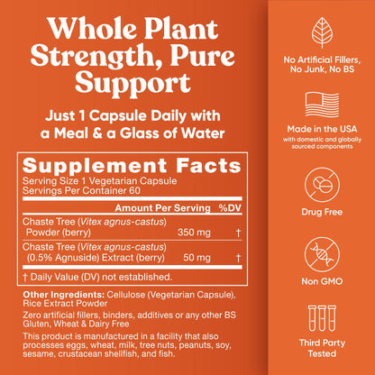 Vitex Pure 400 Mg Chasteberry – PMS Support & Hormone Balance | Eu Natural