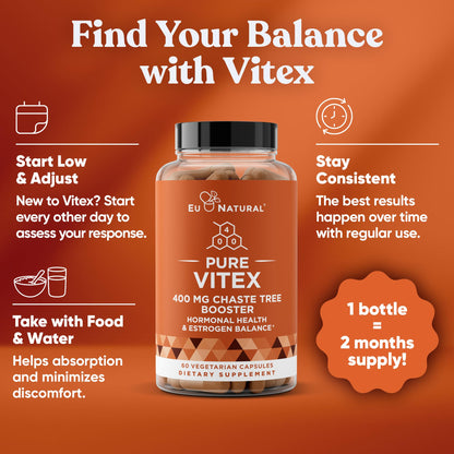 Vitex Pure 400 Mg Chasteberry – PMS Support & Hormone Balance | Eu Natural