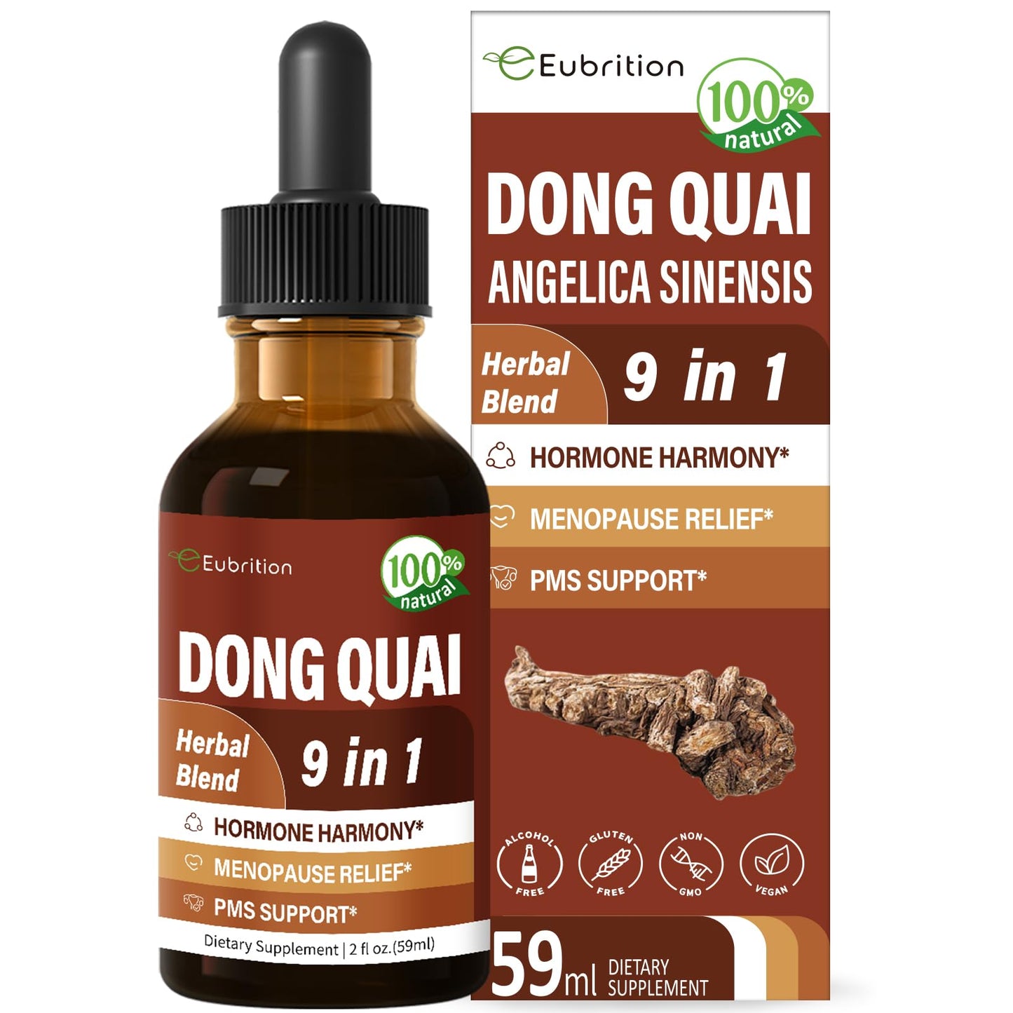 Eubrition Dong Quai Liquid Supplement for Women - Menopause & PMS Relief, 2oz