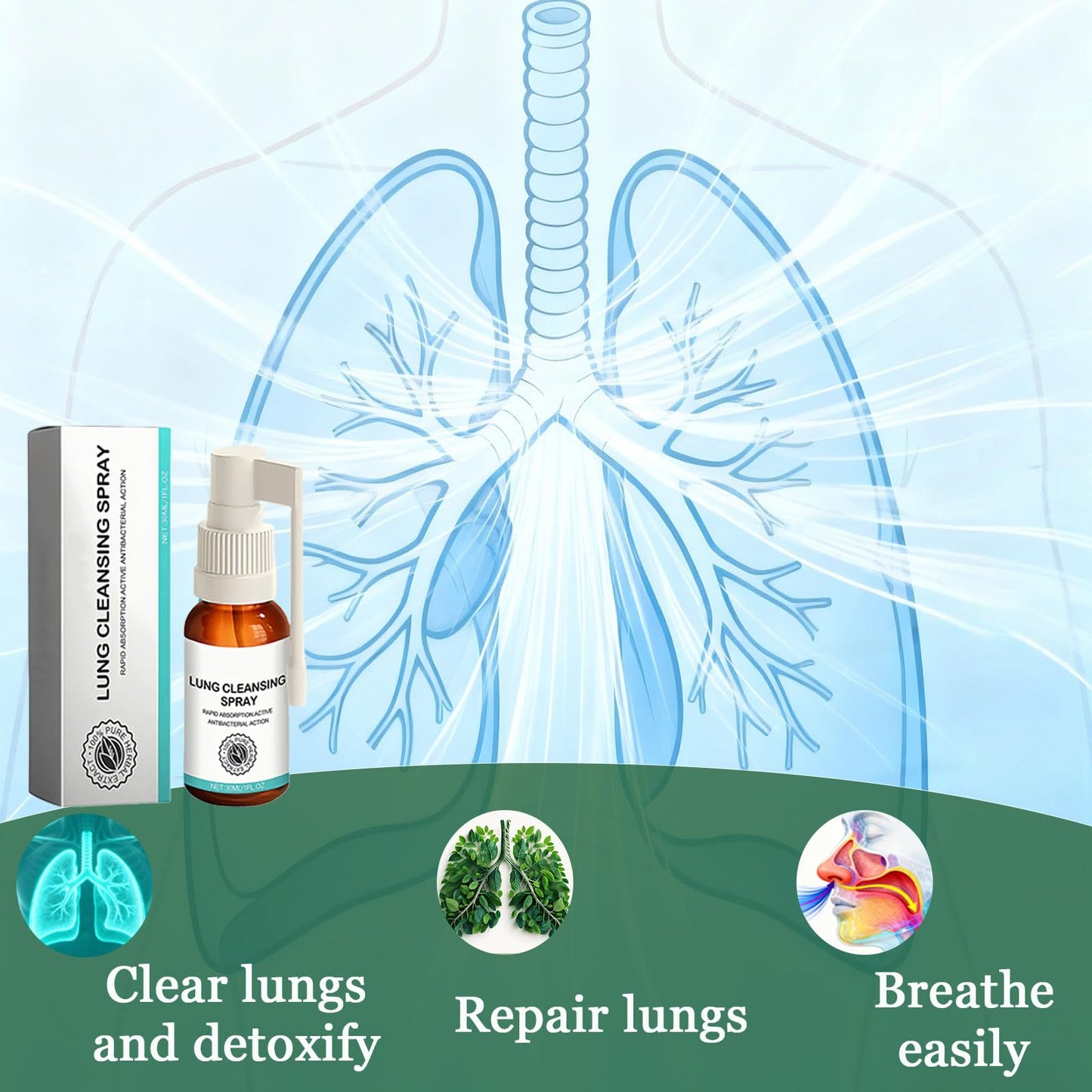 Organic Herbal Lung Cleansing Spray | Breath Easy, Mucus Relief