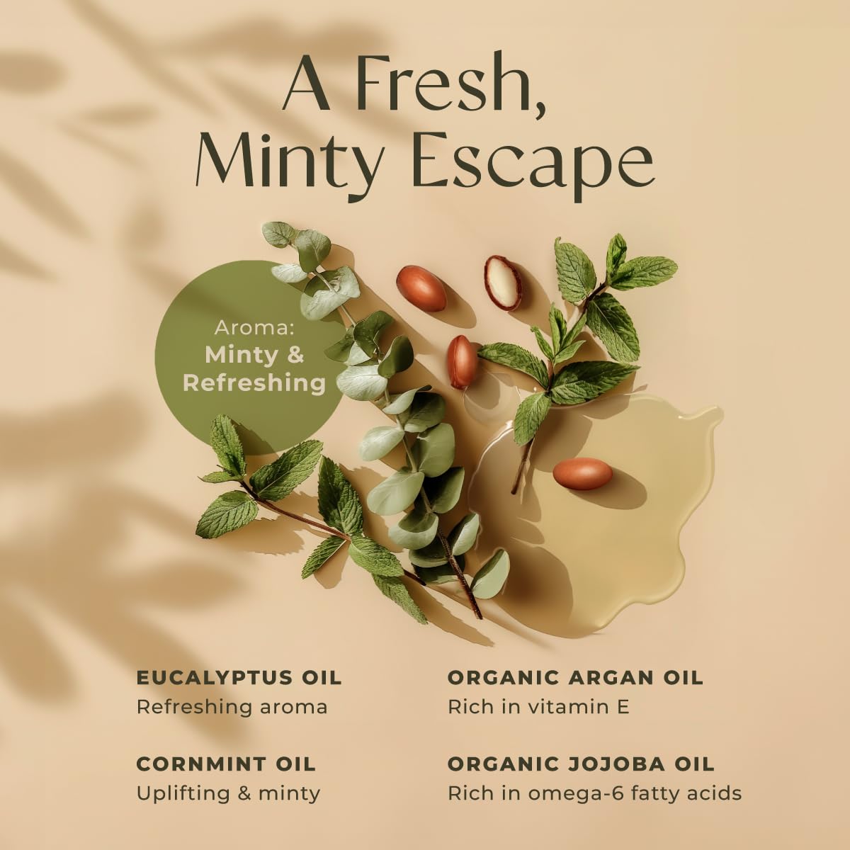 Gya Labs Eucalyptus Mint Massage Oil – 6.76 Fl Oz | Non-Greasy for Sore Muscles, Deep Relaxation & All Skin Types