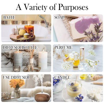Pure Essential Oils for Diffusers – 20 Scents, 5 mL Bottles (Tea Tree, Lavender, Lemon, Peppermint, Eucalyptus, Cinnamon, Rose) for Home, Skin, Candle and Soap Making