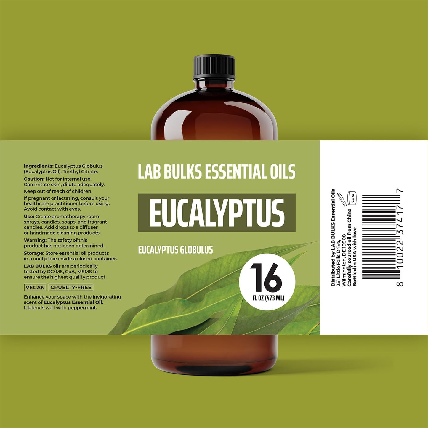 Lab Bulks Eucalyptus Essential Oil 16 oz (473 ml) for Diffusers, Home Care, Candles, Aromatherapy, Candle Making