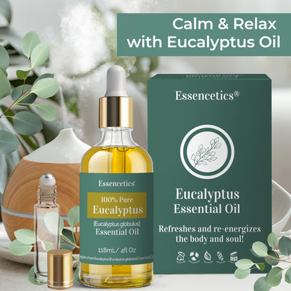 Eucalyptus Essential Oil 4oz - 100% Natural, Therapeutic Grade, Organic