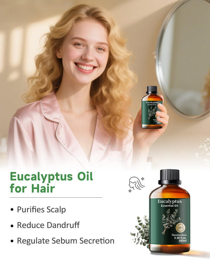 Pure Eucalyptus Essential Oil for Outdoor Shield – Patio & Garden | Mumianhua 3.38 Fl Oz