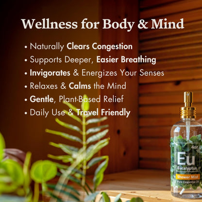 Eucalyptus Shower Spray 2 oz – Spa-Grade Aromatherapy, Made in USA
