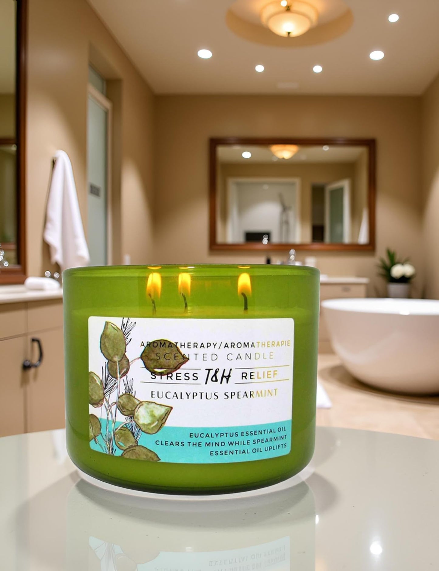 Eucalyptus Spearmint 3-Wick Soy Candle – 15.8 oz Aromatherapy Candle