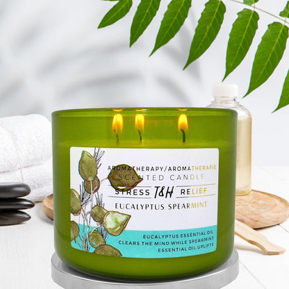 Eucalyptus Spearmint 3-Wick Soy Candle – 15.8 oz Aromatherapy Candle
