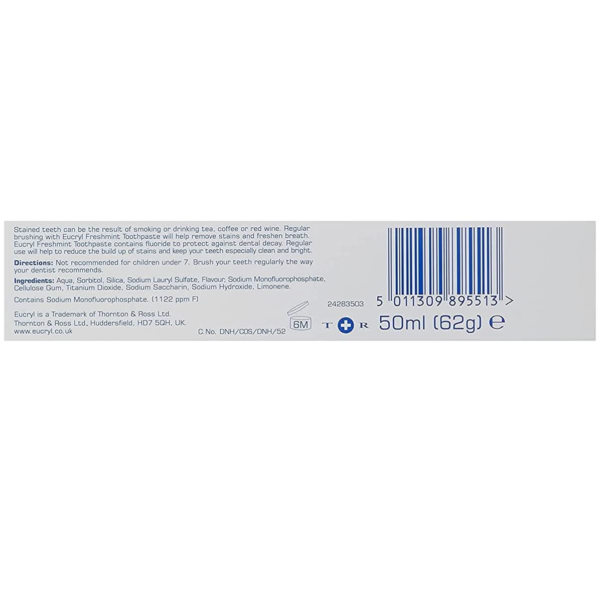 Eucryl Smokers Toothpaste Freshmint 50ml – Powerful Stain Removal by Eucryl