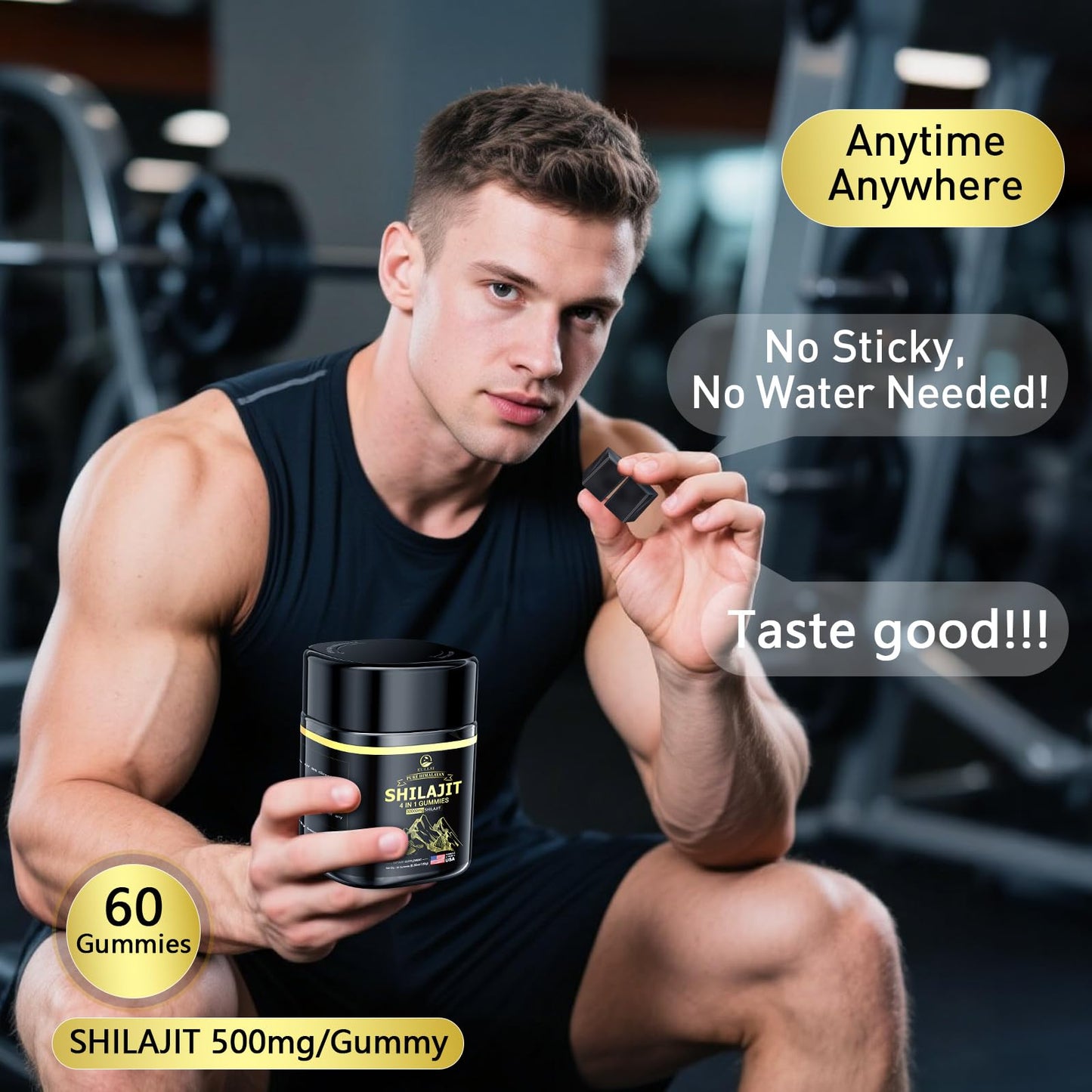 Eullsi Shilajit Gummies + Ashwagandha – 60 Count, Vegan & Non-GMO