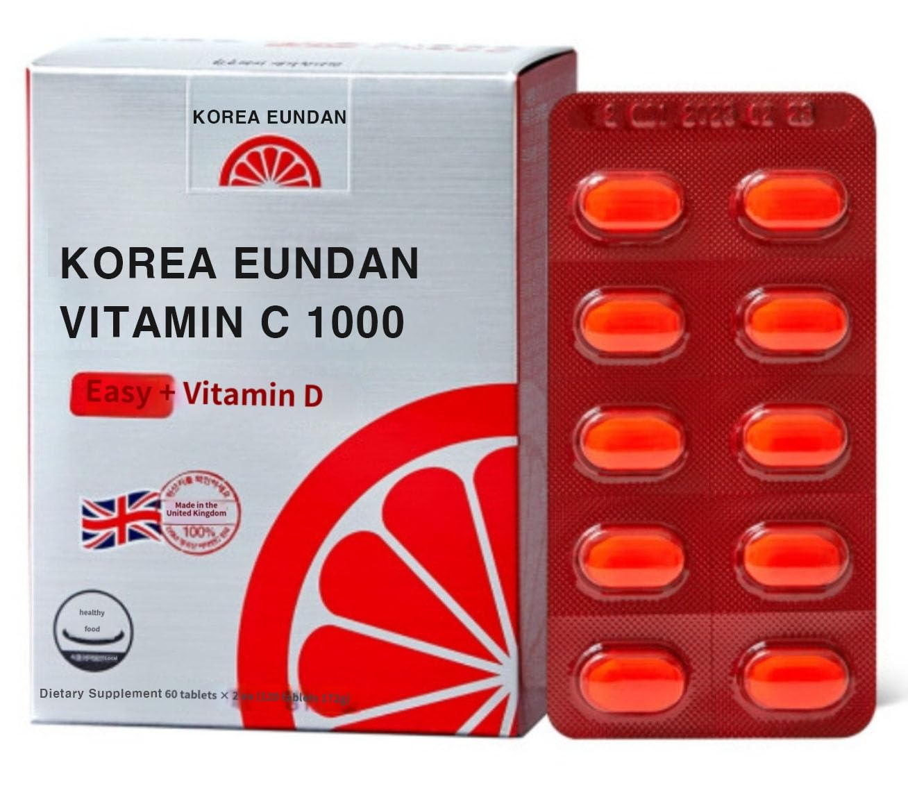 Generic Korea Eundan Vitamin C 1000 Easy+Vitamin D – 120 Tablets | 100% British Vitamin C (DSM)