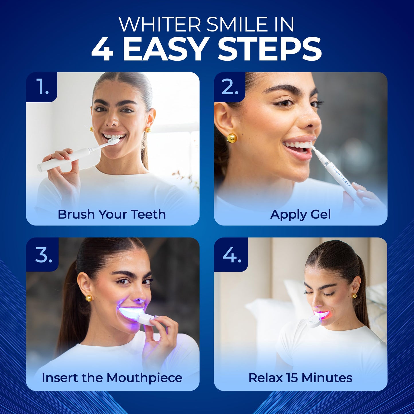 Euphauria Home Teeth Whitening Kit with LED Light - 3 Gel Pens, No Sensitivity