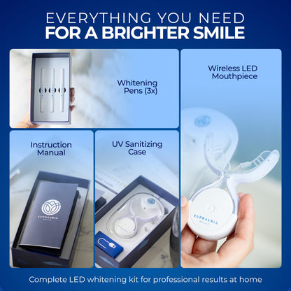 Euphauria Home Teeth Whitening Kit with LED Light - 3 Gel Pens, No Sensitivity