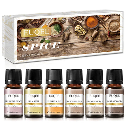 EUQEE 6PCS Spice Autumn Fragrance Oils Set | 6x10ml for Candles & Diffusers