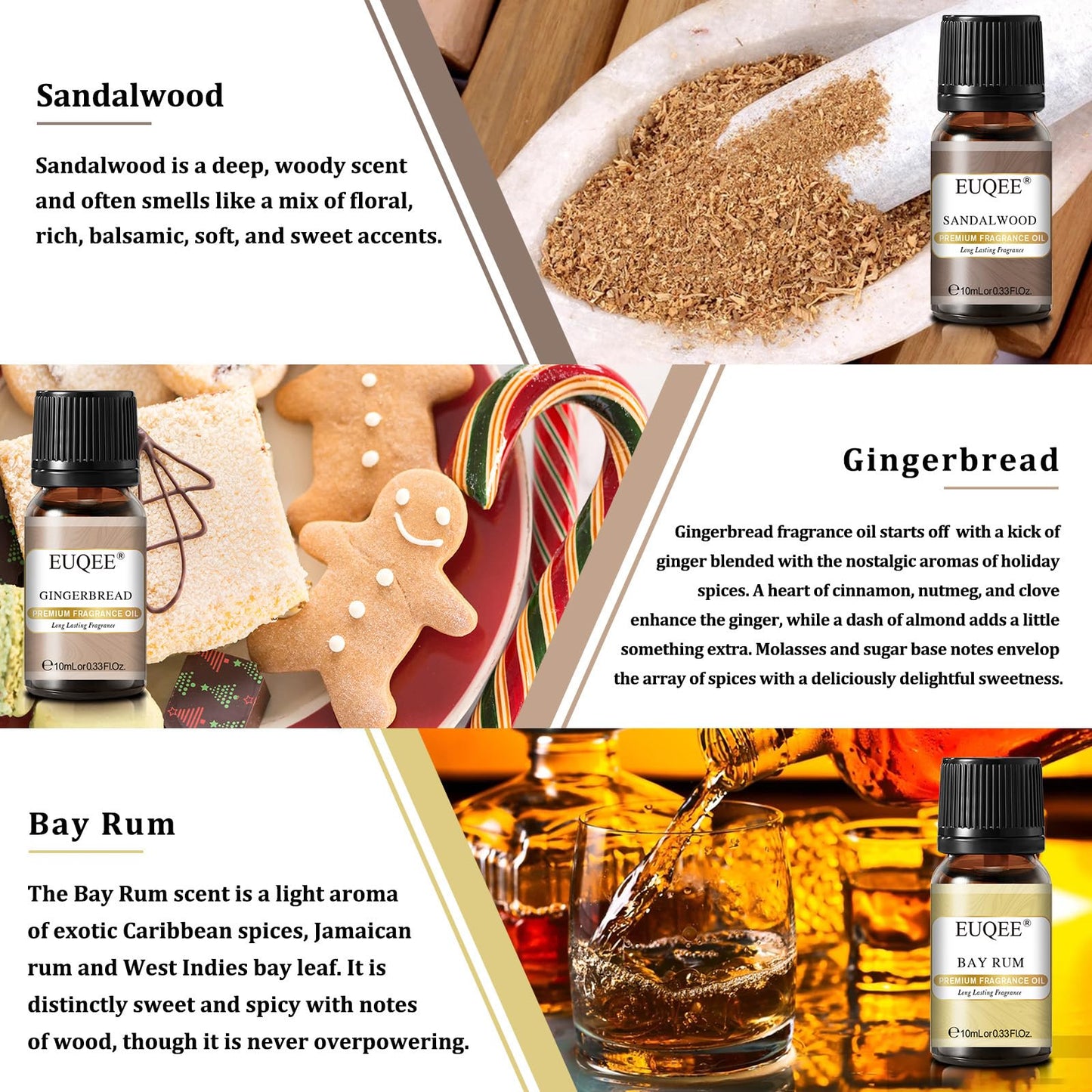 EUQEE 6PCS Spice Autumn Fragrance Oils Set | 6x10ml for Candles & Diffusers