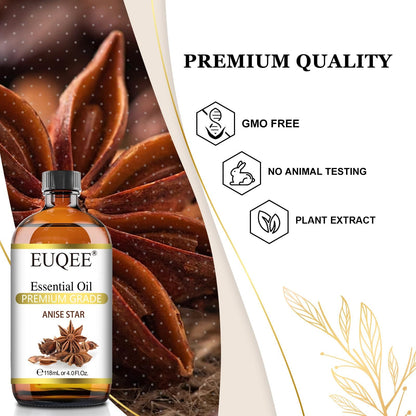 EUQEE Anise Star Essential Oil 4oz / 118ml – Pure & Premium Fragrance with Glass Dropper