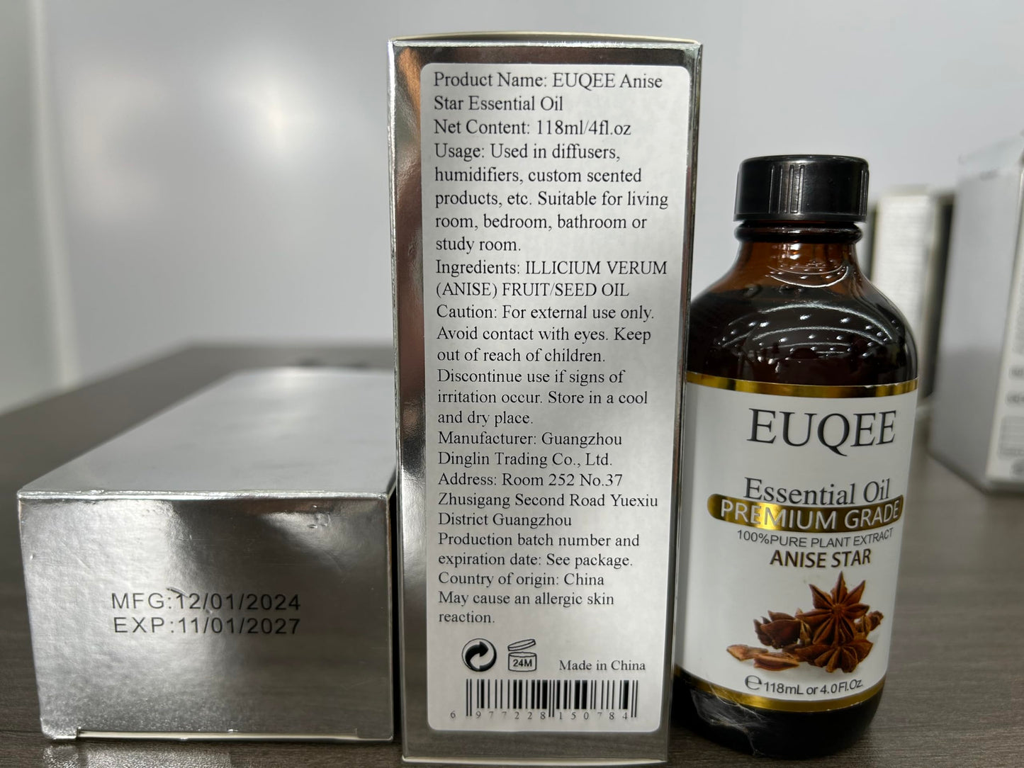 EUQEE Anise Star Essential Oil 4oz / 118ml – Pure & Premium Fragrance with Glass Dropper
