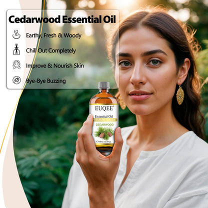 EUQEE Cedarwood Essential Oil with Glass Dropper, 118mL Natural Cedarwood Oil Premium Essential Oil for Diffuser, Humidifier(4fl.oz)
