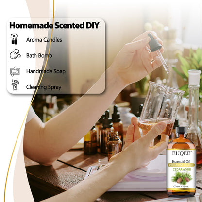 EUQEE Cedarwood Essential Oil with Glass Dropper, 118mL Natural Cedarwood Oil Premium Essential Oil for Diffuser, Humidifier(4fl.oz)