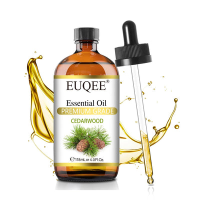 EUQEE Cedarwood Essential Oil 118mL – Pure Cedarwood Oil for Diffusers & Humidifiers | Glass Dropper