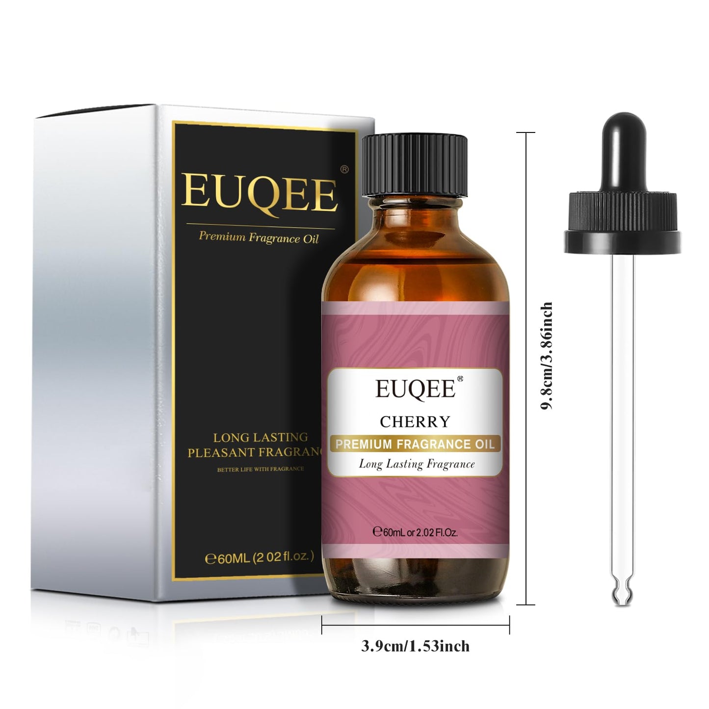 Cherry Fragrance Oil 60ml | EUQEE Premium Essential Oil with Glass Dropper for Diffusers, Candles & Soaps