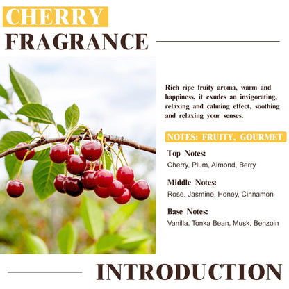 Cherry Fragrance Oil 60ml | EUQEE Premium Essential Oil with Glass Dropper for Diffusers, Candles & Soaps