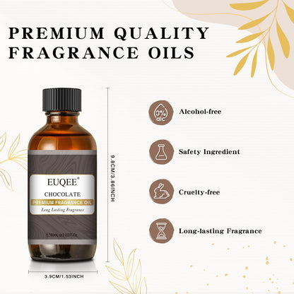 EUQEE Chocolate Fragrance Oil 2.02 Fl oz (60 ml) – Premium Grade with Glass Dropper for Diffusers, Soaps & Candles