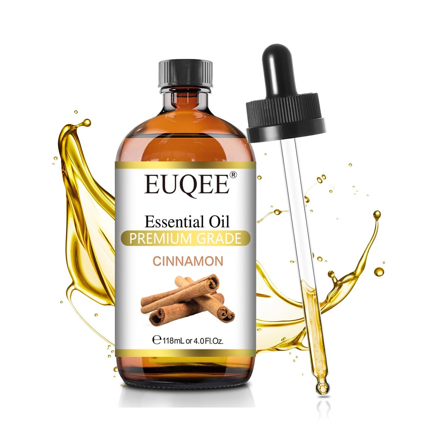 EUQEE Cinnamon Essential Oil 118ml – Pure Essential Oil for Diffuser, Aromatherapy & DIY Projects (4 Fl Oz)