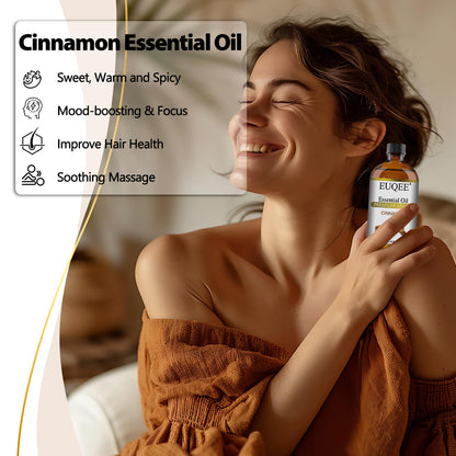 EUQEE Cinnamon Essential Oil 118ml (4 Fl Oz) – Diffuser, Aromatherapy, DIY Soap & Candle Making