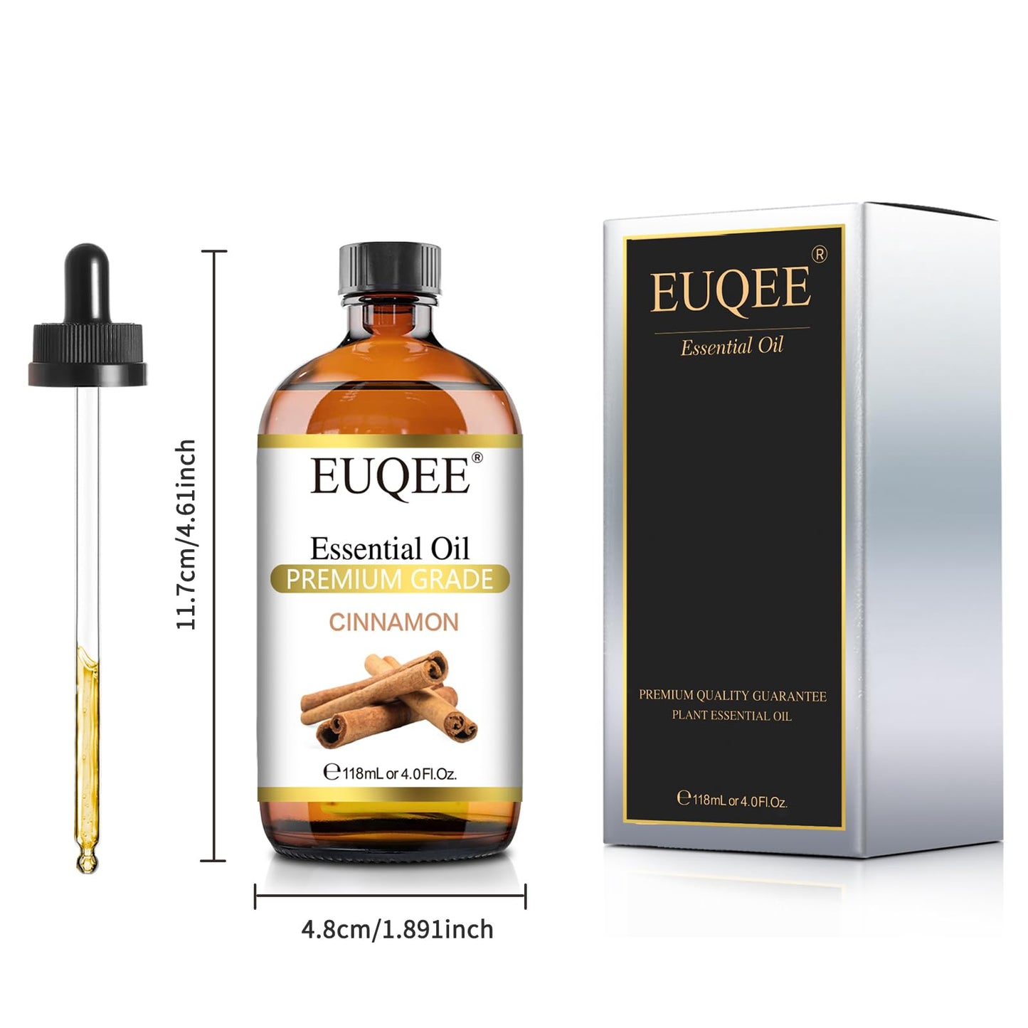 EUQEE Cinnamon Essential Oil 118ml (4 Fl Oz) – Diffuser, Aromatherapy, DIY Soap & Candle Making