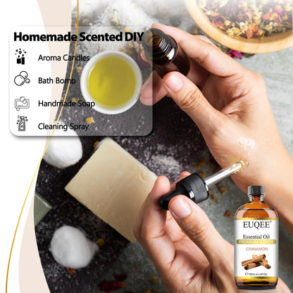 EUQEE Cinnamon Essential Oil 118ml (4 Fl Oz) – Diffuser, Aromatherapy, DIY Soap & Candle Making
