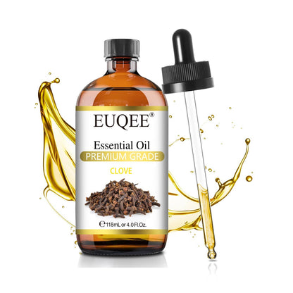 EUQEE Clove Essential Oil – 4 oz / 118 ml with Glass Dropper | Premium Clove Bud Oil