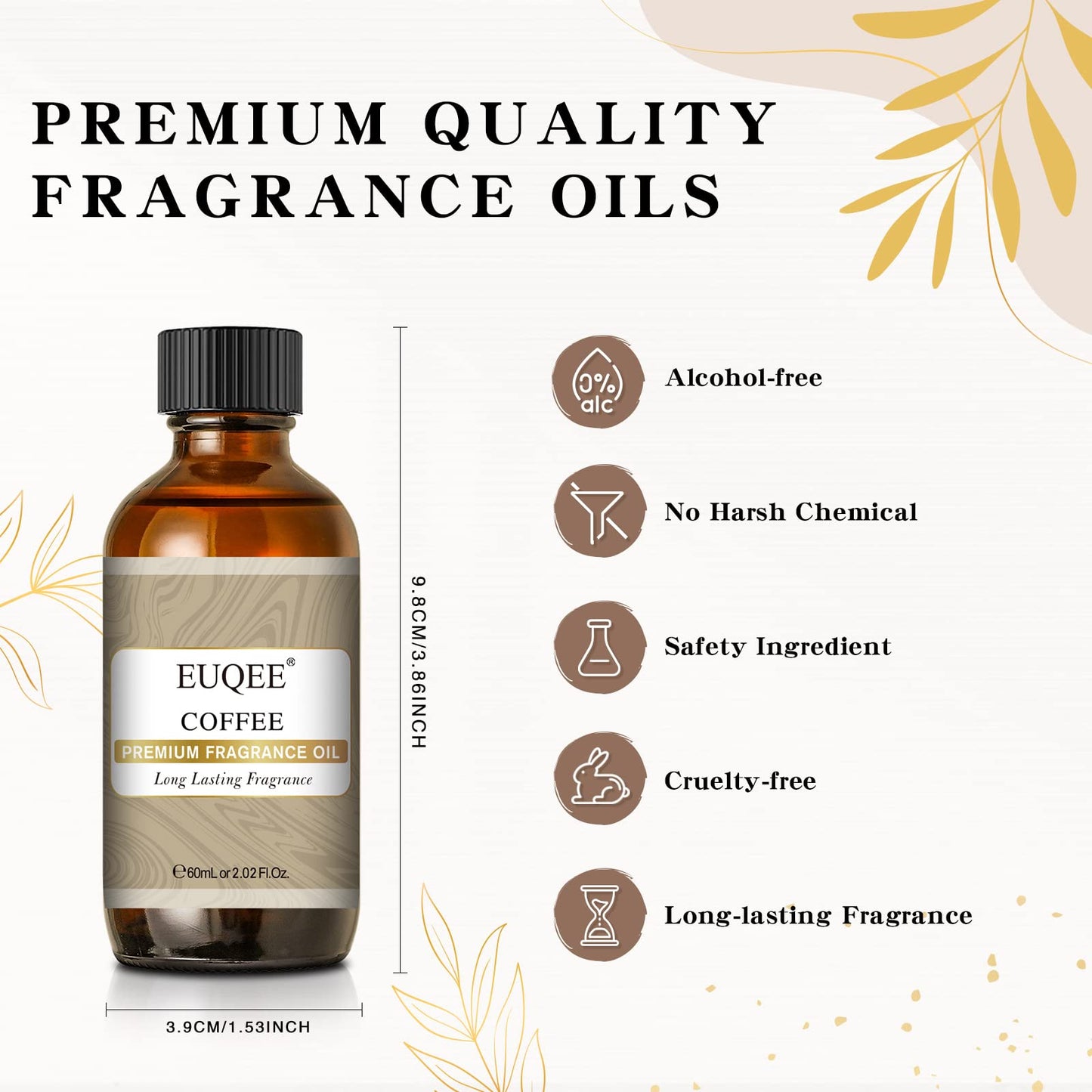 EUQEE 60ML Coffee Fragrance Oil – Premium Essential Oils with Glass Dropper