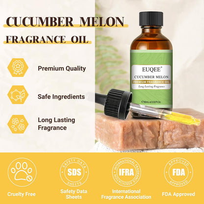 EUQEE Cucumber Melon Fragrance Oil – Premium 60ml (2.02 Fl oz) with Glass Dropper | Diffuser, Soap & Candle Making
