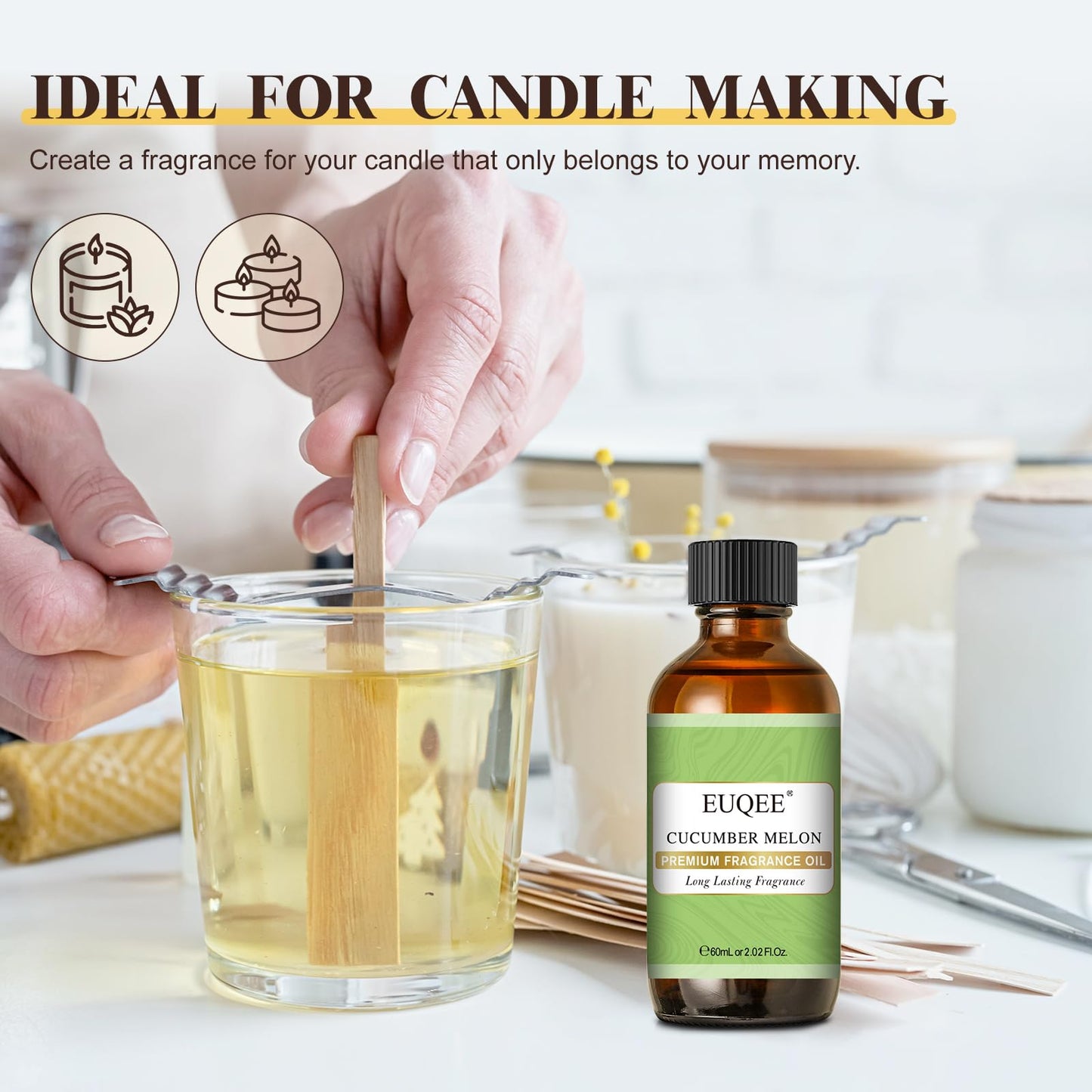 EUQEE Cucumber Melon Fragrance Oil – Premium 60ml (2.02 Fl oz) with Glass Dropper | Diffuser, Soap & Candle Making