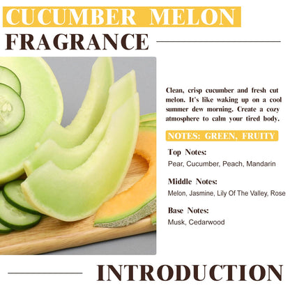 EUQEE Cucumber Melon Fragrance Oil – Premium 60ml (2.02 Fl oz) with Glass Dropper | Diffuser, Soap & Candle Making