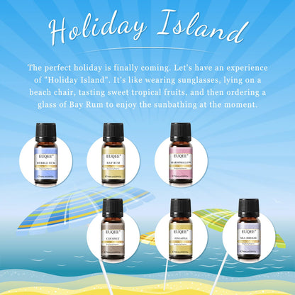 EUQEE Summer Fragrance Oil Gift Set – 6x10ml Holiday Island Aromatherapy Oils